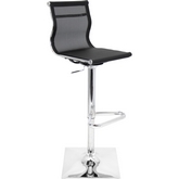 Mirage Adjustable Bar Stool in Black Mesh Fabric & Chrome